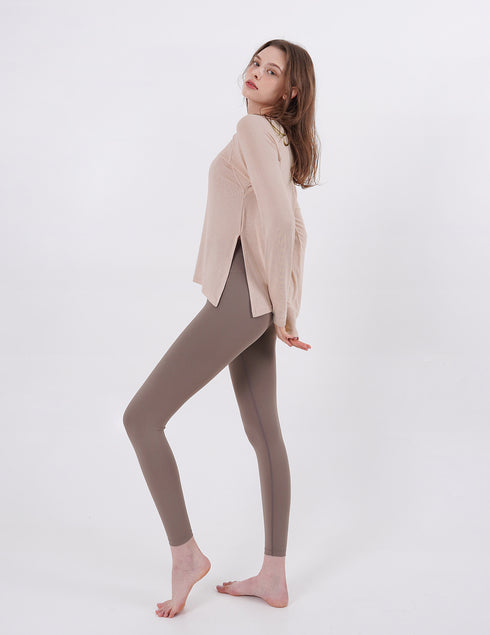 Wide Neck Slit Long Sleeve